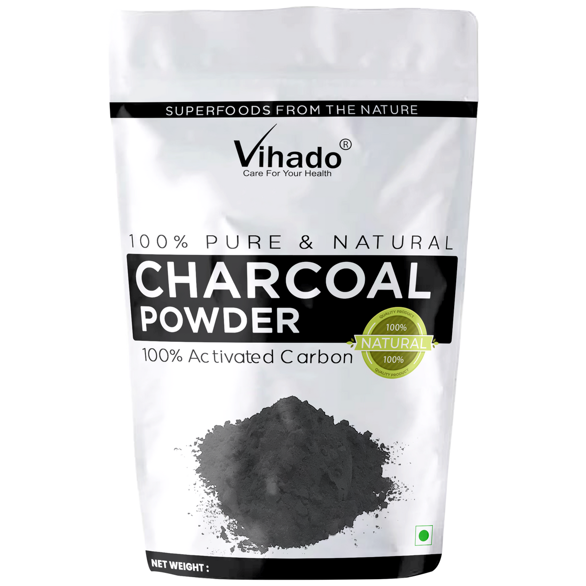 Vihado Activated Charcoal Powder For Face and Teeth Whitening (100G-1KG)