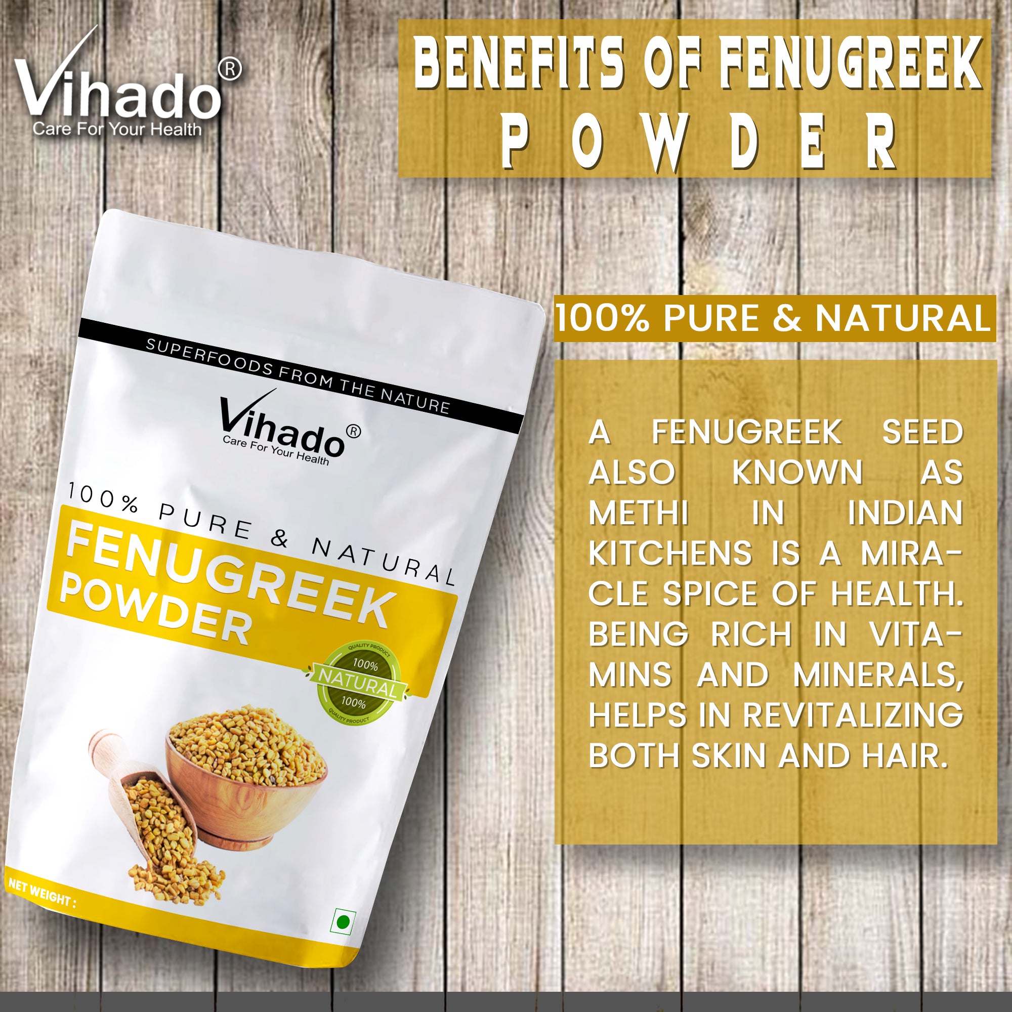 Vihado Fenugreek Methi Powder For Hair Growth (100G-1KG)