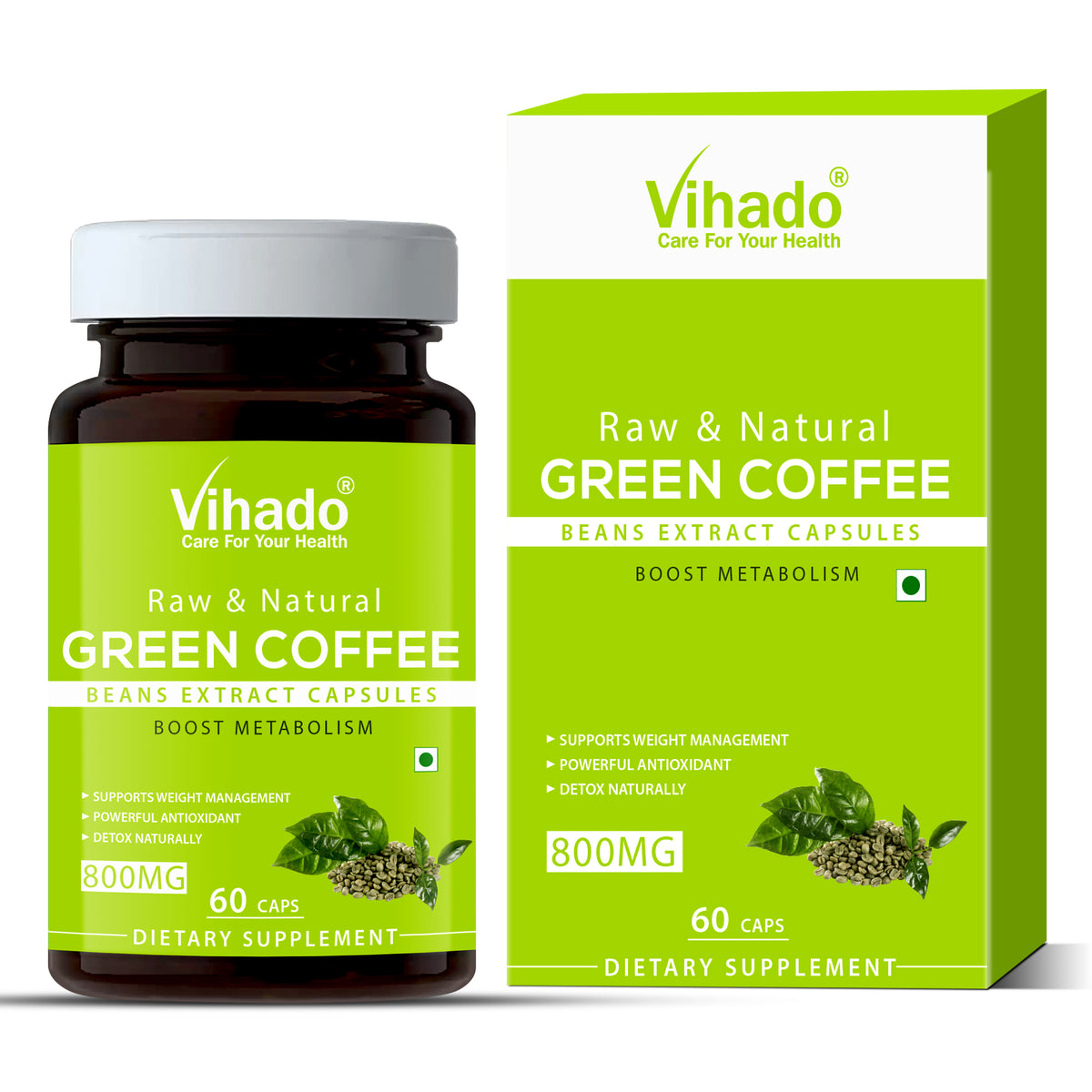 Vihado Green Coffee Beans Extract Capsules For Weight Management | Men and Women (60 Capsules)