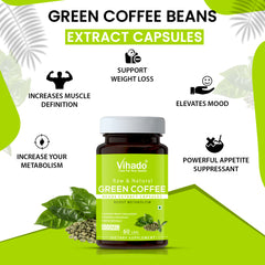 Vihado Green Coffee Beans Extract Capsules For Weight Management | Men and Women (60 Capsules)