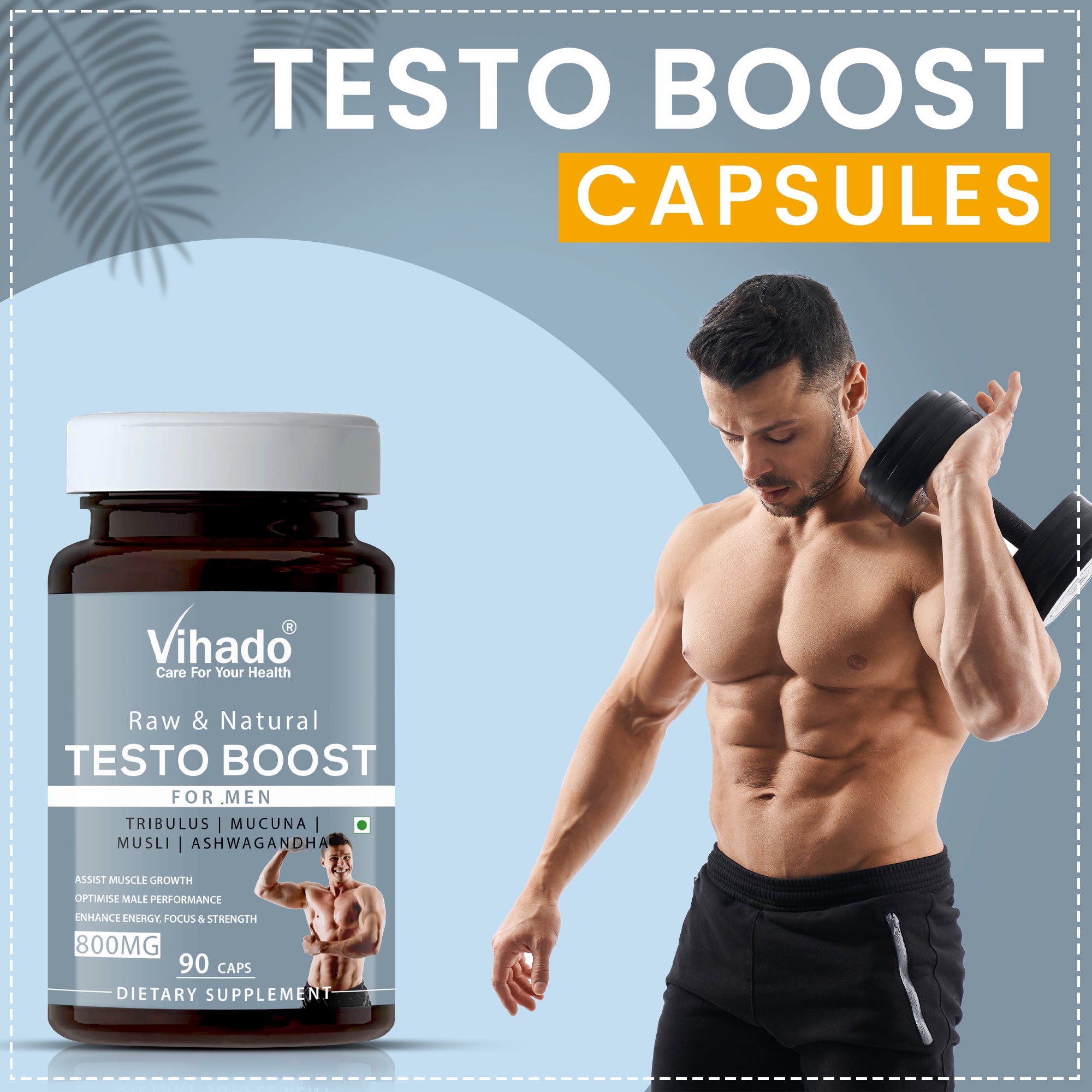 Vihado Testo Booster Capsules for Energy | Stamina | Strength  (90 Capsules)