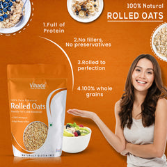 Vihado Rolled Oats, High Protein and Fibre, Helps In Maintain Body Weight (500G-1KG)