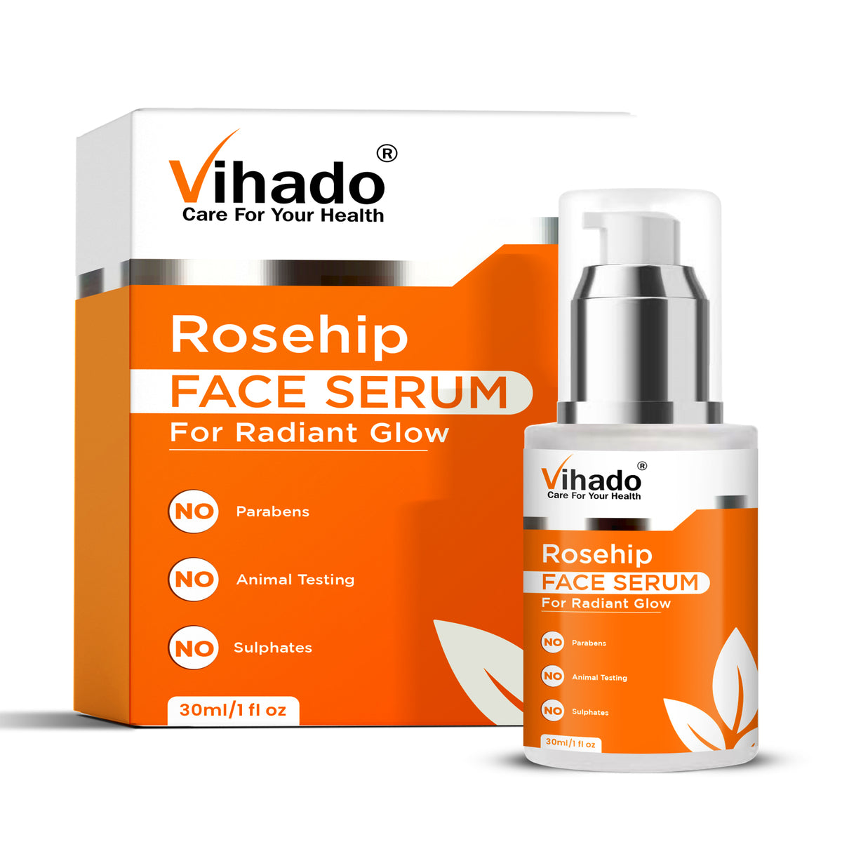 Vihado Rosehip Face Serum For Radiant Glow, Anti Aging, Hydrates and Brighten Skin (30ml)