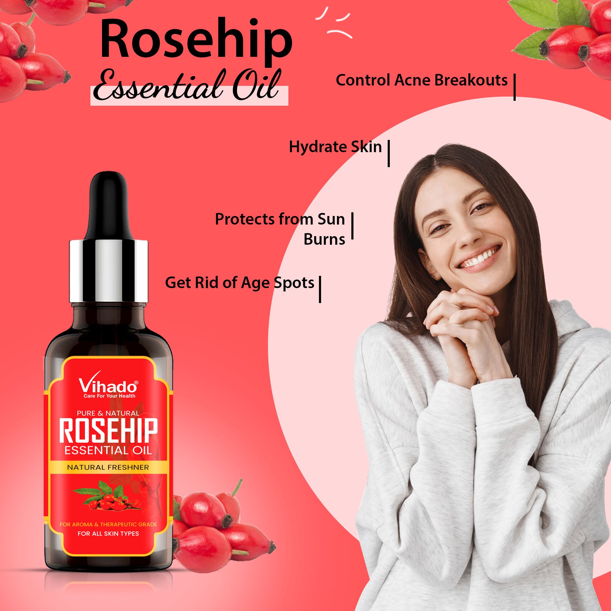 Vihado Rosehip Essential Oil (10ml-30ml)