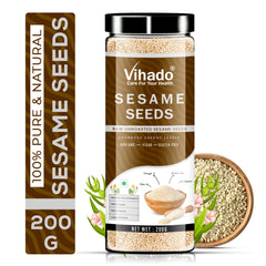 Vihado Premium Quality Raw Safed Til (White) Sesame Seeds Plastic Bottle (200G-500G)