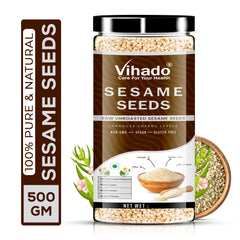 Vihado Premium Quality Raw Safed Til (White) Sesame Seeds Plastic Bottle (200G-500G)