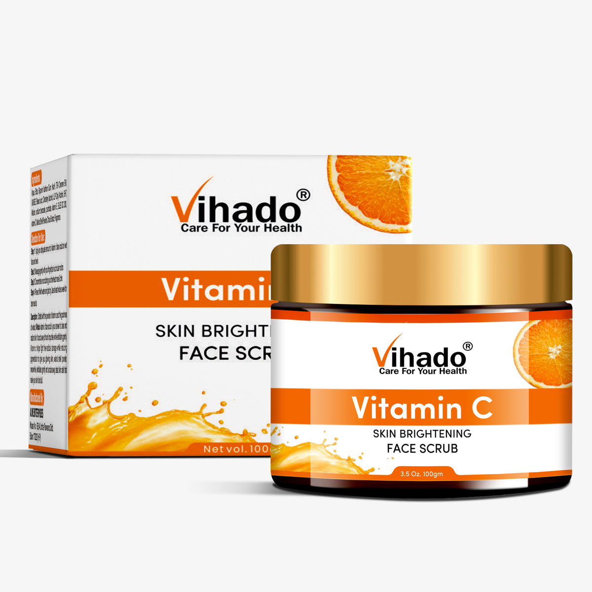 Vihado Vitamin C Face Scrub for Glowing Skin | Tan Removal (100g)