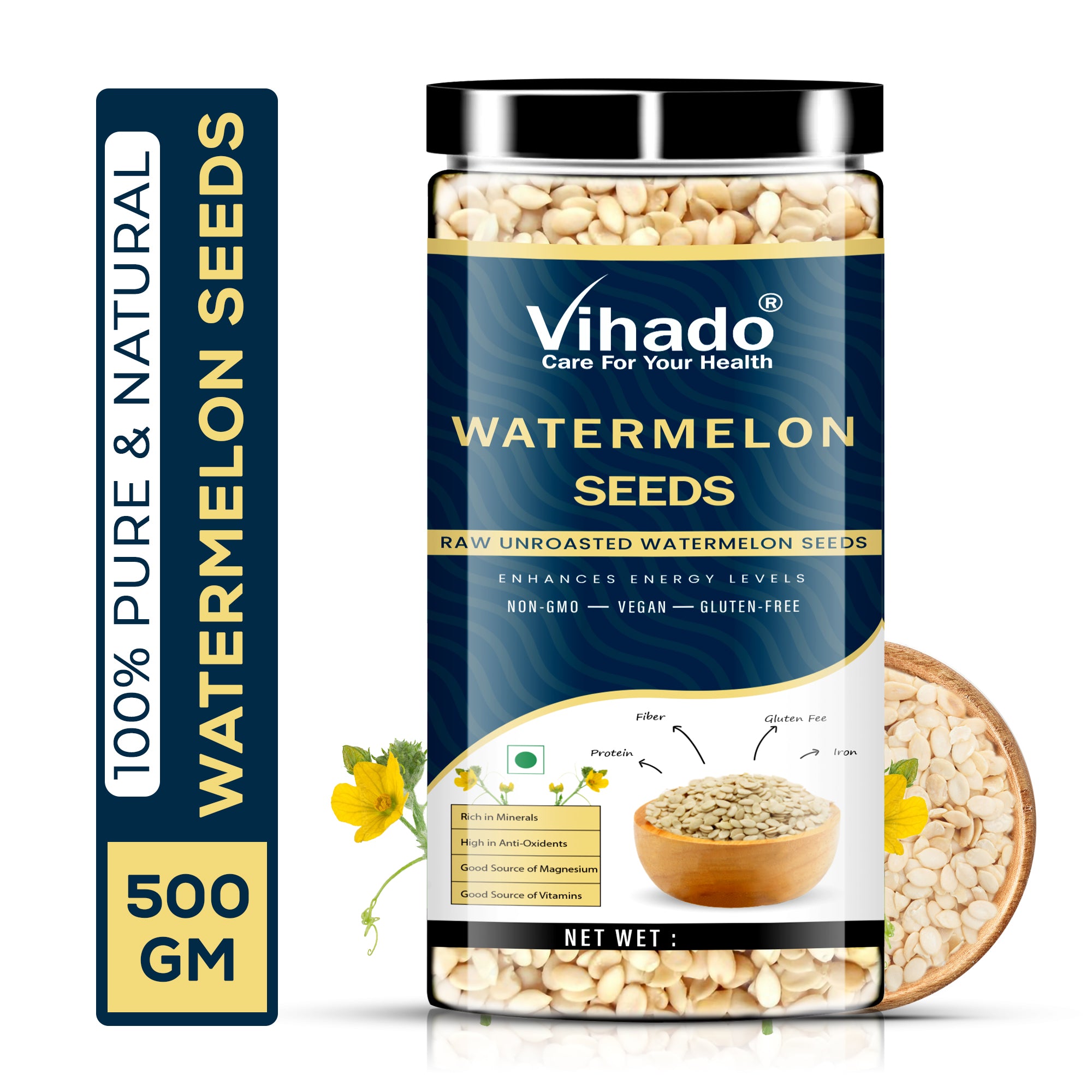 Vihado Raw Watermelon Healthy Seeds for Weight Loss Plastic Bottle (200G-500G)