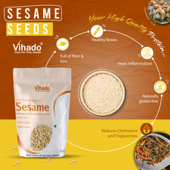 Vihado Premium Quality Raw Safed Til (White) Sesame Seeds (100G-1KG)